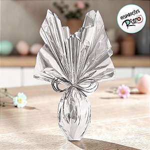 Folha para Ovos de Páscoa Metalizado Prata 69x89cm - 25 unidades - Cromus - Rizzo