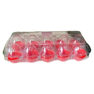 Caixa com 10 Mini Ovos de Plástico Vermelho e Transparente - 1 unidade - Rizzo
