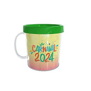 Caneca Acrílica Rosqueável Personalizada - Carnaval 2024 - Verde - 1 unidade - Rizzo