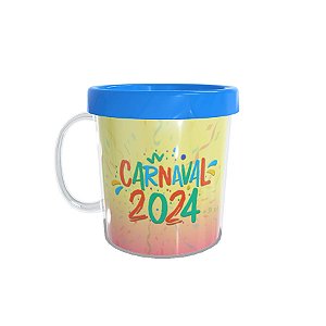 Caneca Acrílica Rosqueável Personalizada - Carnaval 2024 - Azul - 1 unidade - Rizzo