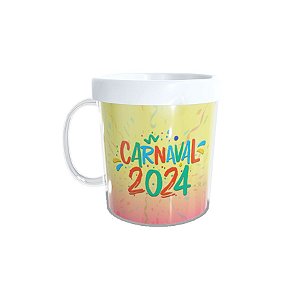 Caneca Acrílica Rosqueável Personalizada - Carnaval 2024 - Branco - 1 unidade - Rizzo