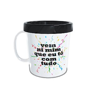 Caneca Acrílica Rosqueável Personalizada - Carnaval - Vem Ni Mim - Preto - 1 unidade - Rizzo