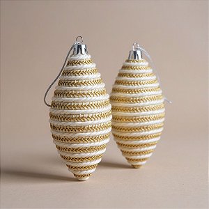 Pendente Decorativo - Listras Branco/Dourado - 2 unidades - Rizzo