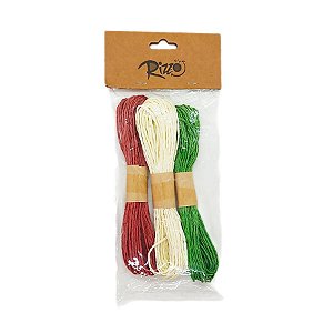Kit Fios Decorativos de Papel Torcido Verde, Branco e Vermelho - 10m - 1 unidade - Rizzo
