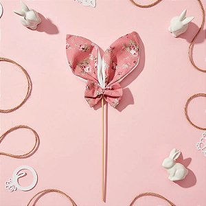 Pick Decorativo de Páscoa - Orelhas Florais - Rosa - 1 unidade - Cromus - Rizzo