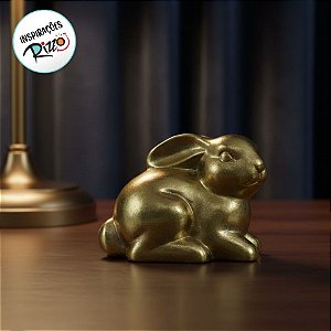 Coelho Decorativo Sentado Dourado - 1 unidade - Cromus - Rizzo