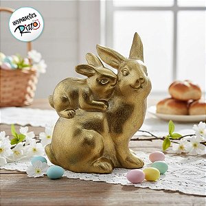 Coelho Fraterno Decorativo Dourado - 1 unidade - Cromus - Rizzo