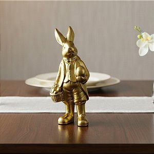 Coelho de Palitó Decorativo Dourado  - 1 unidade - Cromus - Rizzo