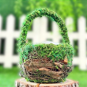 Cesta com Alça Musgo Verde/Marrom - P - 1 unidade - Cromus - Rizzo