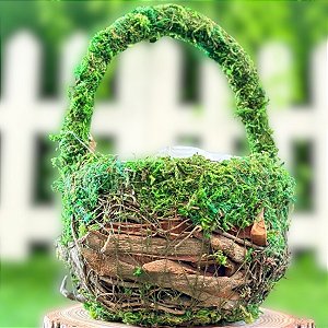 Cesta com Alça Musgo Verde/Marrom - M - 1 unidade - Cromus - Rizzo