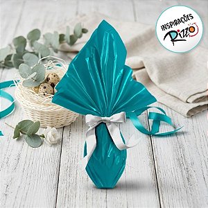 Saco Express 39x39cm para Ovos de 350g a 500g - Turquesa Metalizado - 5 unidades - Cromus - Rizzo