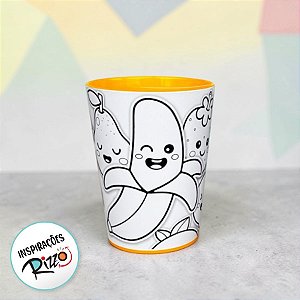 Copo Para Colorir Color Cup Frutinhas - Amarelo - 10cm - 1 unidade - Rizzo