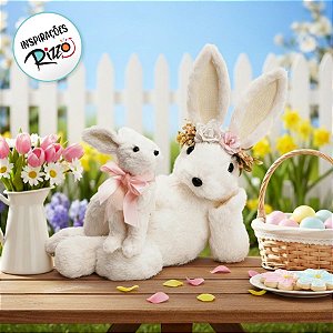 Coelha Decorativa Deitada com Filhote - 1 unidade - Cromus - Rizzo