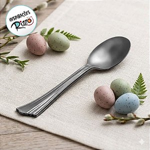 Colher de Sobremesa Prata - 15cm - 12 unidades - Rizzo