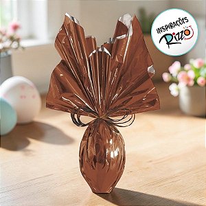 Folha para Ovos de Páscoa Metalizado Marrom 69x89cm - 5 unidades - Cromus - Rizzo