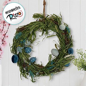 Guirlanda de Páscoa com Ovos - Azul/Verde - 1 unidade - Cromus - Rizzo