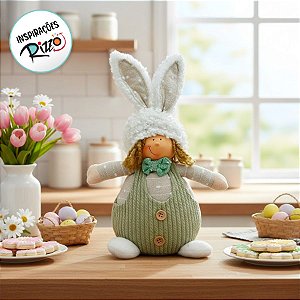 Boneco Decorativo de Páscoa Menino com Orelhas de Coelho - 1 unidade - D&A Decor - Rizzo