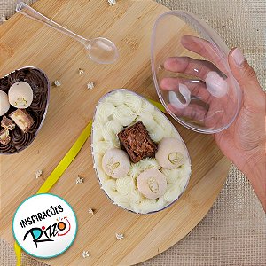 Casca de Acrílico Ovo Liso G (350g) com Colher - 4 unidades - BlueStar - Rizzo