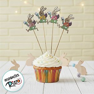 Pick Decorativo de Páscoa - Coelhos - 31cm - 4 unidades - Rizzo