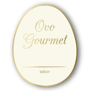 Adesivo "Ovo Gourmet Branco" - Ref.2144 - Hot Stamping - Dourado - 40 unidades - Stickr - Rizzo