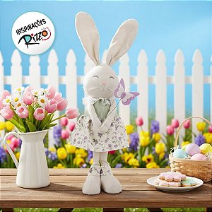 Coelha Decorativa com Borboleta - Páscoa - 54x12cm - 1 unidade - Cromus - Rizzo