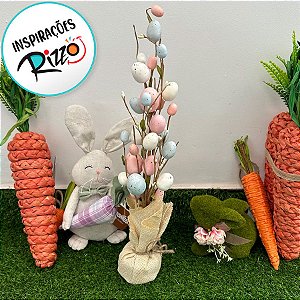 Topiaria de Páscoa de Ovos Coloridos de Codorna - 47x20cm - 1 unidade - Cromus - Rizzo