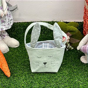Bolsa Coelho com Rosto e Orelhas Dormindo - Verde Água - 12x18cm - 1 unidade - Cromus - Rizzo