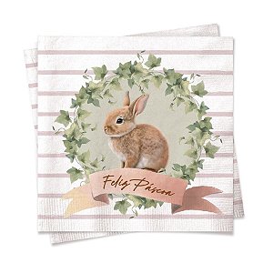 Guardanapo Listrado Feliz Páscoa - 32,5cm - 20 unidades - Cromus - Rizzo