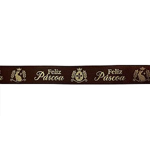 Fita de Cetim ECF005H 22mm - Cor 973 - Feliz Páscoa - Rolo 10m - 1 unidade - Fitas Progresso - Rizzo