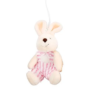 Coelha Decorativa Listras Rosa/Branco - 6x10cm - 1 unidade - Cromus - Rizzo