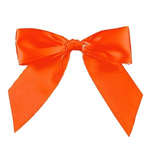 Laço Perfeito de Fita de Cetim com Lacre Prático - Laranja - G 11x13cm - 3 unidades - Cromus - Rizzo