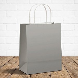 Sacola de Papel M 26x19,5x9,5cm - Prata Fosco - 10 unidades - Cromus - Rizzo