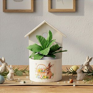 Cachepot de Páscoa Decorativo - Branco - 33cm - 1 unidade - Cromus - Rizzo