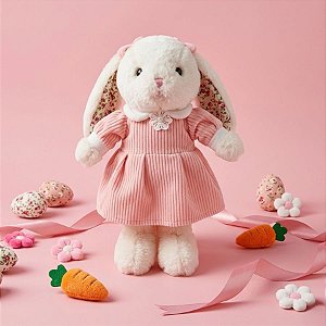 Coelha de Pelúcia Vestido - Rosa - 30cm - 1 unidade - Cromus - Rizzo