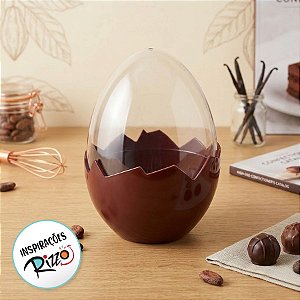 Ovo Transparente Casquinha - Base Marrom/Cristal - 12cm - 1 unidade - Rizzo