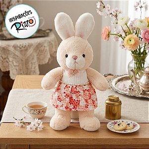 Coelha de Pelúcia com Vestido Florido - 36cm - 1 unidade - Rizzo