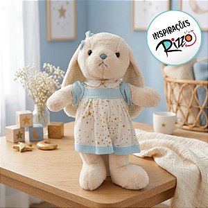 Coelha de Pelúcia com Vestido Estrelado - 50cm - 1 unidade - Rizzo