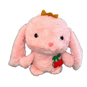 Coelho de Pelúcia Rosa com Coroa - 22cm - 1 unidade - Rizzo