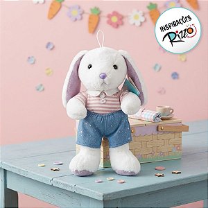 Coelho de Pelúcia Branco e Roxo - 33cm - 1 unidade - Rizzo