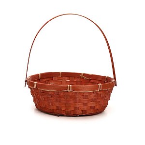 Cesta de Bambu Redondo - Vermelho - 24cm - 1 unidade - Cromus - Rizzo