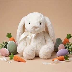 Coelho de Pelúcia com Laço - Branco - 31cm - 1 unidade - Cromus - Rizzo