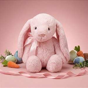 Coelho de Pelúcia com Laço - Rosa - 31cm - 1 unidade - Cromus - Rizzo
