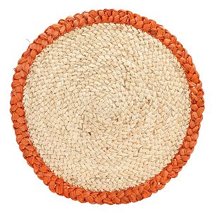 Sousplat Fibra Trancada - Bege/Laranja - 38cm - 1 unidade - Cromus - Rizzo