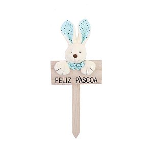 Placa Feliz Páscoa - Azul - 22cm - 1 unidade - Cromus - Rizzo