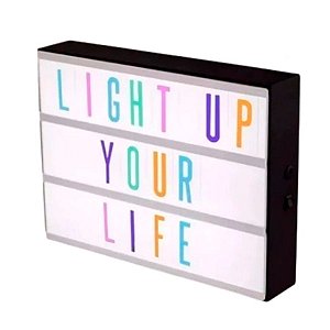 Luminária Led Light box Preto com Letreiro Colorido- 20x15x4,5cm - 1 unidade - Artlille - Rizzo