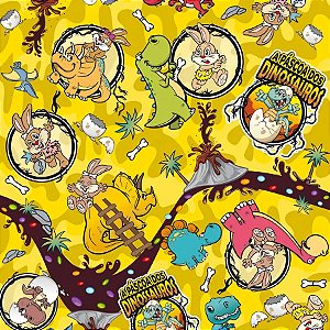 Folha para Ovos de Páscoa Dinossauros Amarelo 69x89cm - 5 unidades - Cromus - Rizzo