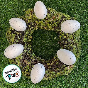 Ovos de Páscoa Branco com Respingos Pretos para Pendurar - 5,5cm - 6 unidades - Rizzo
