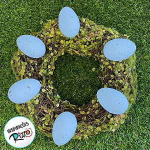 Ovos de Páscoa Azul com Respingos Dourados para Pendurar - 5,5cm - 6 unidades - Rizzo