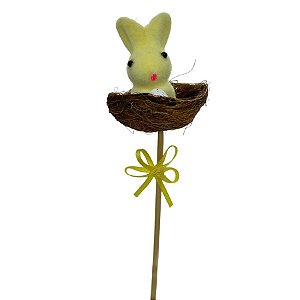 Pick Decorativo Coelho Amarelo Ninho de Páscoa - 29,5cm  - 1 unidade - Rizzo