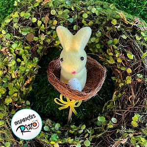 Pick Decorativo Coelho Amarelo Ninho de Páscoa - 29,5cm - 1 unidade - Rizzo